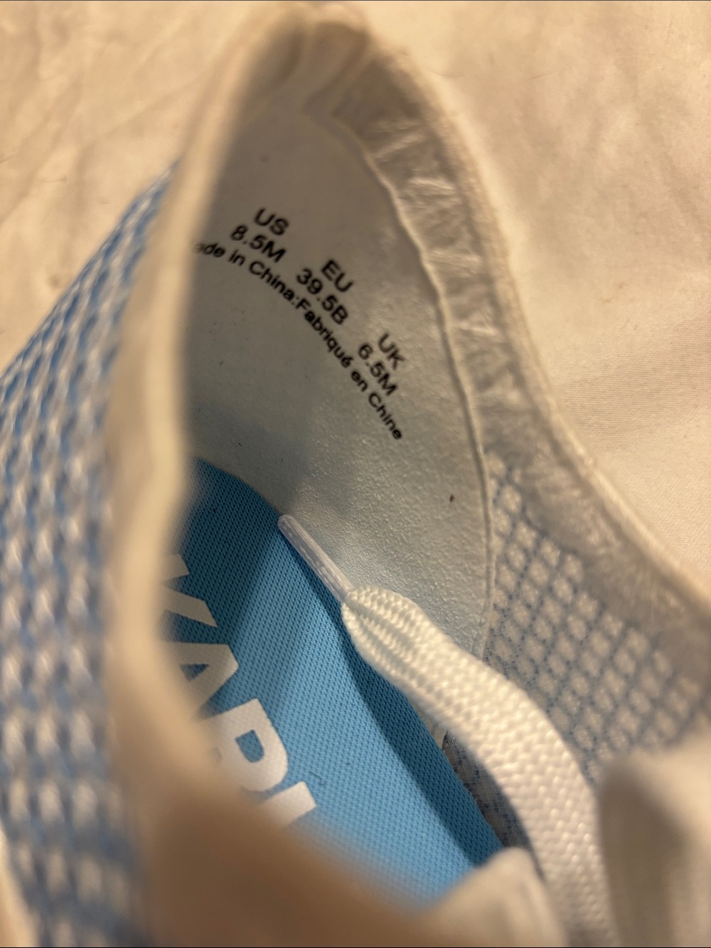Karl Lagerfeld White and Light Blue Knit Lace-Up Sneakers for Women - Picture 4 of 7